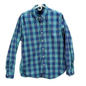 J Crew Shirt Mens Large Button Down Blue Plaid Long Sleeve Preppy Office School
